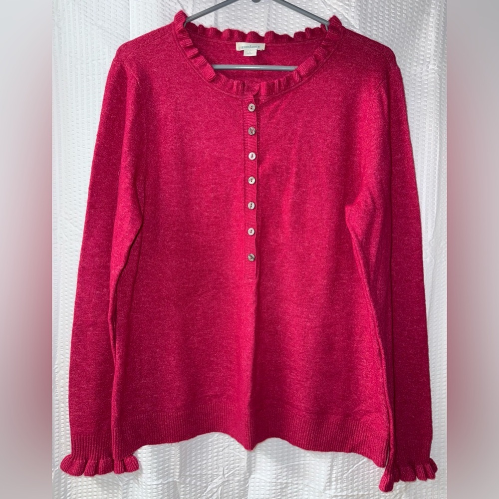 Sundance Lila Lovely ruffle neck sweater top size L